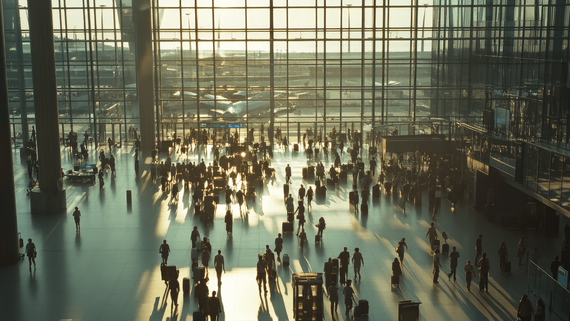 A busy airport terminal
